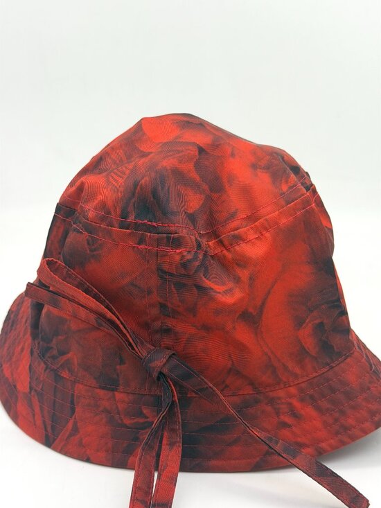 Valentino Garavani Nylon Red Floral Rose Print Bow Bucket Rain Hat main image 5